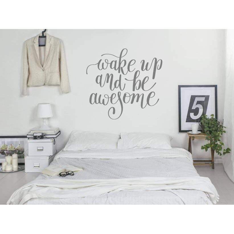 Bedroom Wall Sticker Quote - Wake Up And Be Awesome - Wall Decal Decor For Home, Wallpaper, Mural, Wall Quote, Motivational Christmas Gift