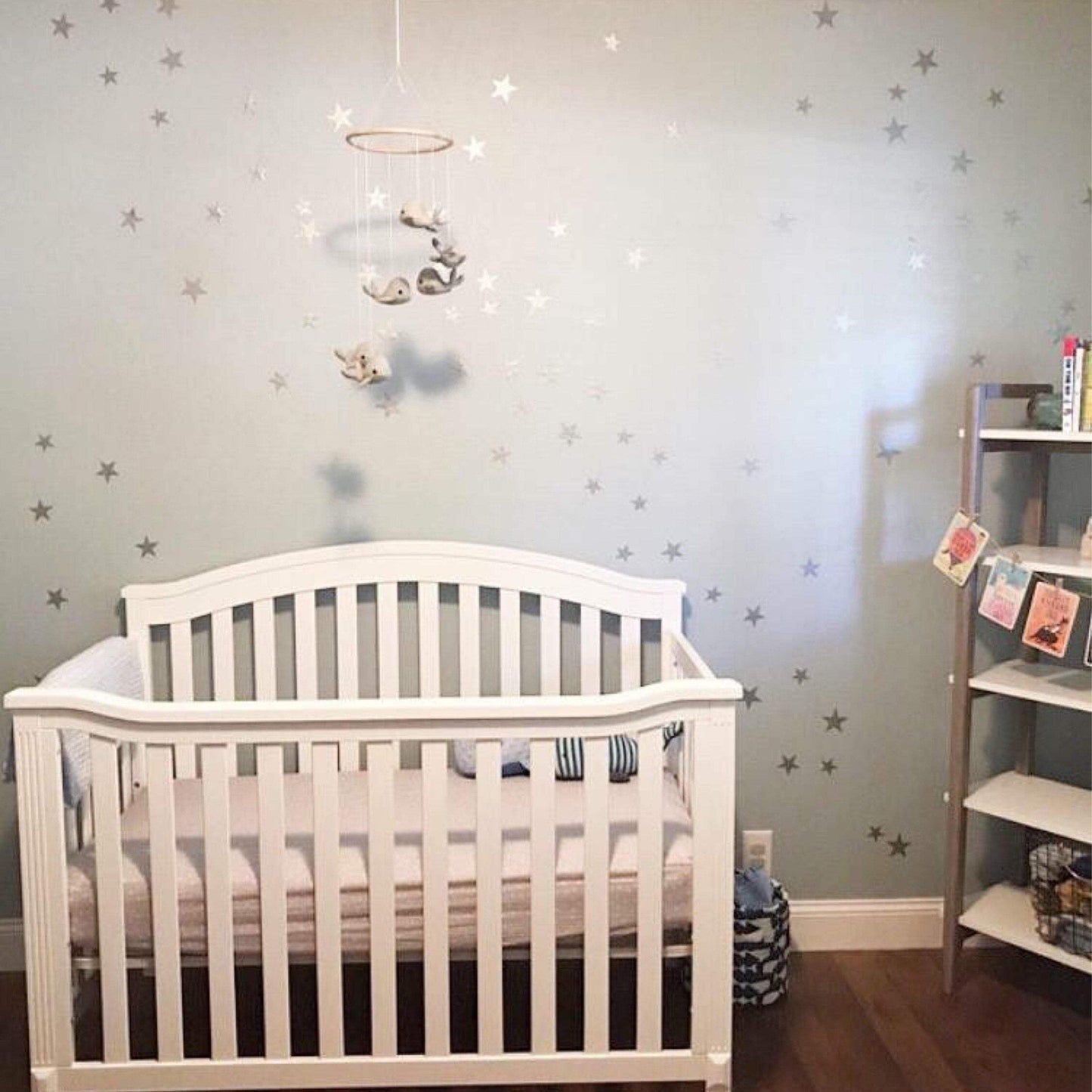 Nursery Wall Decals, Wall Stickers, 120 Silver Metallic Stars, Nursery Wall Stickers, Wall Decals, Wall Art , Vinyl, Wallpaper Home Decor
