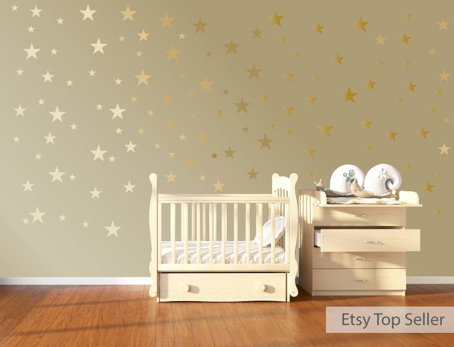 120 Gold Star Wall Stickers Gold Wall Decals Star Wall Decals Star Decals Baby Room Wall Art Gold Confetti Star Confetti Twinkle Stars Kids