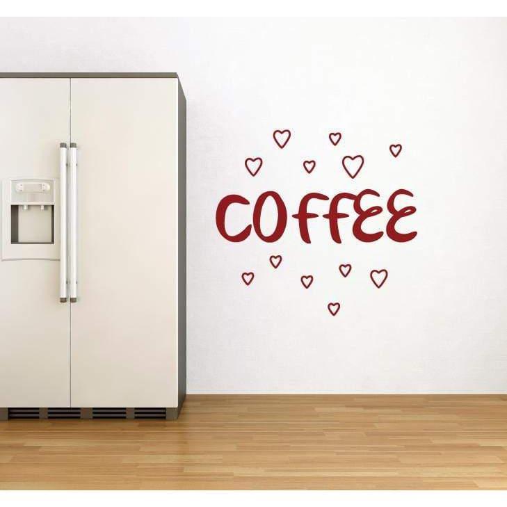 Kitchen Wall Sticker Quote - Coffee With Love Hearts Wall Art Decal - Wall Decor, Mural Christmas Gift