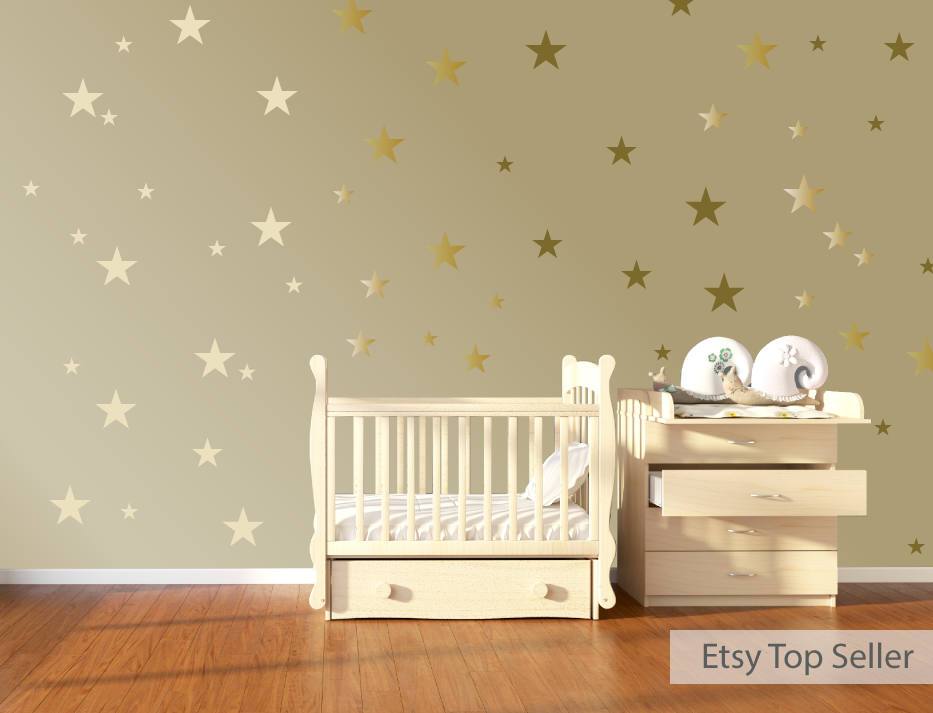 120 Gold Star Wall Stickers Gold Wall Decals Star Wall Decals Star Decals Baby Room Wall Art Gold Confetti Star Confetti Twinkle Stars Kids