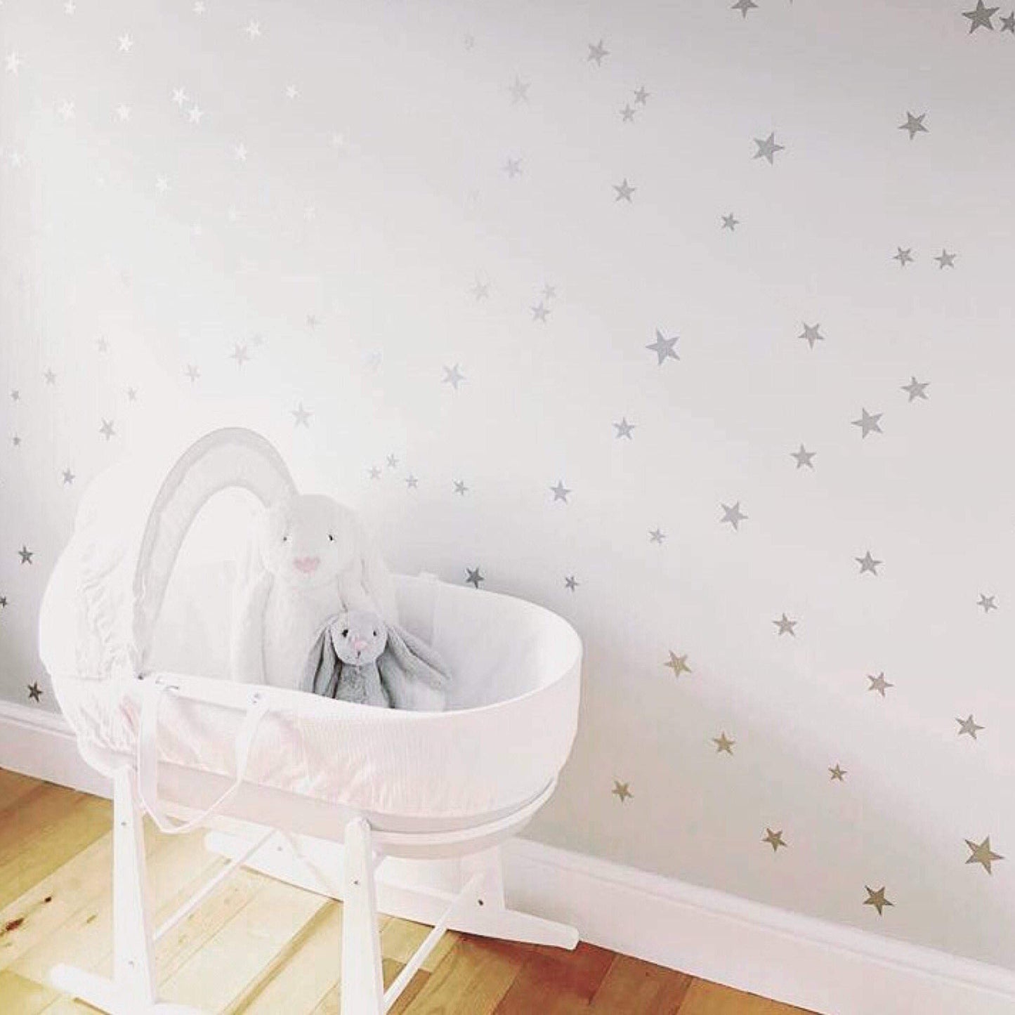 Nursery Wall Decals, Wall Stickers, 120 Silver Metallic Stars, Nursery Wall Stickers, Wall Decals, Wall Art , Vinyl, Wallpaper Home Decor