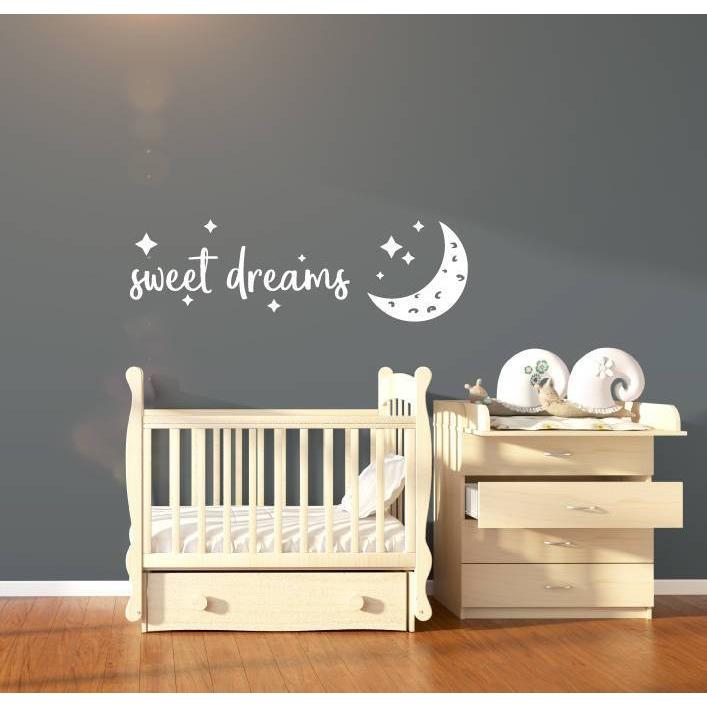 Nursery Wall Sticker Quote Sweet Dreams Nursery Wall Decal Nursery Wall Sticker Stars And Moon Stickers Nursery Wall Art Decor Wall Quote