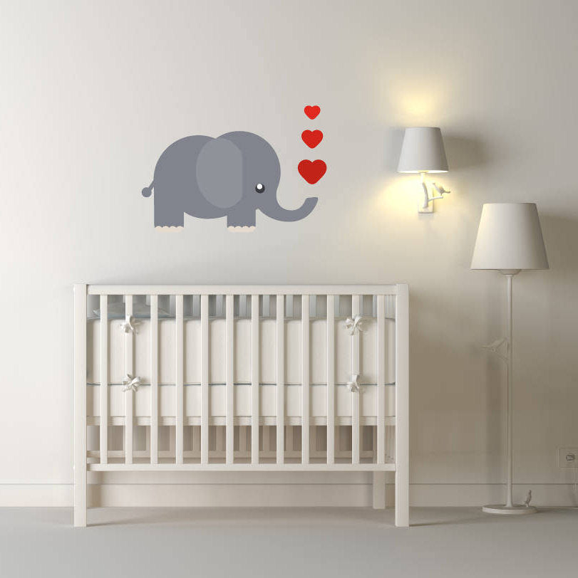 Elephant Decal, Elephant Wall Decal, Nursery Decor, Nursery Wall Decal, Heart Wall Decals, Elephant Wall Art, Elephant Wall Decor, Kids, 15