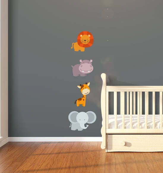 Animal Wall Decals, Kids Wall Decals, Childrens Wall Decal, Lion Wall Decal, Giraffe Decal, Hippo Decal, Lion Wall Art, Kids Decals, Art, 16
