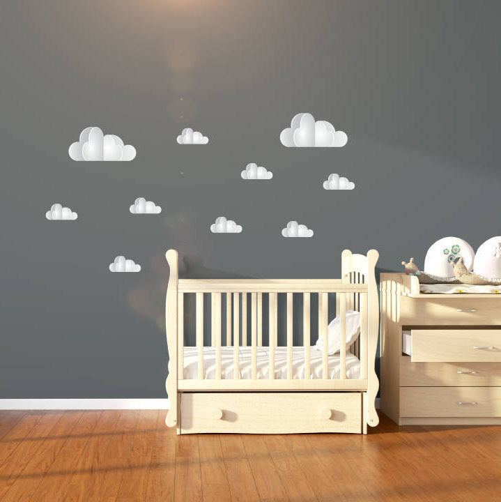 Clouds Wall Decals Cloud Wall Stickers Nursery Wall Art For Kids Children 10 Large Cloud Decals Print Wallpaper Murals