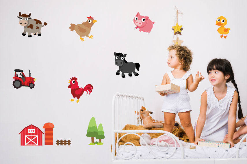 Farm Wall Decals, Farm Wall Stickers, Animal Wall Decals, Cow Decal, Chicken Decal, Tractor Wall Decal, Tree Decals, Kids Wall Art Decals,54
