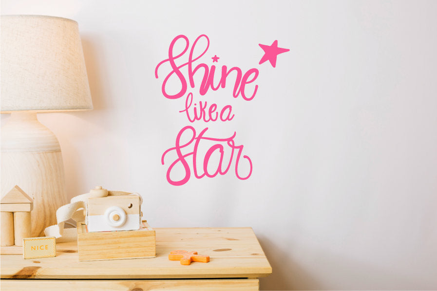 Wall Sticker Quote, Nursery Decal, Wall Quote, Shine Like a Star, Nursery Wall Art, All Art Quote, Quotes For Walls, Nursery Decor, Star