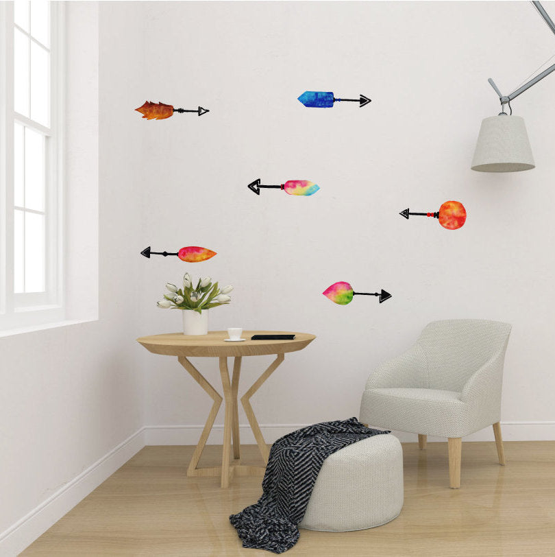 Watercolour Wall Decals, Arrow Wall Decals, Watercolour Wall Stickers, Watercolour Art, Home Wall Decor, Arrow Wallpaper, Colour Decals, Art