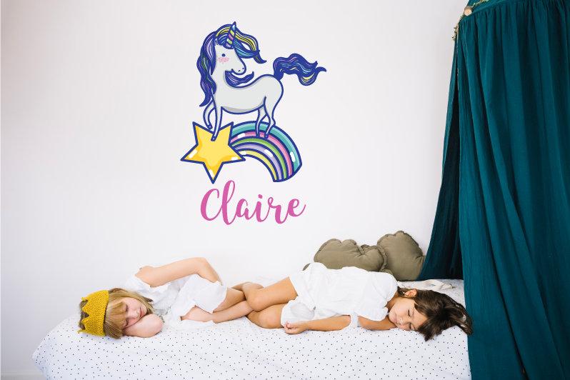Nursery Wall Sticker, Custom Wall Decal, Unicorn Decals, Rainbow Decal, Personalized Decal, Custom Name Sticker, Kids Wall Decals, Wall Art