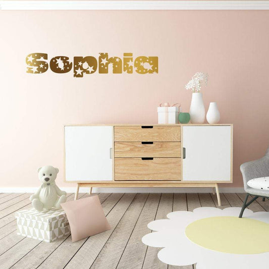 Girls Name Decal, Star Wall Art, Stars Decals, Star Wall Stickers, Gold Star Decals, Custom Name, Personalised Art, Gift For Her, Nursery