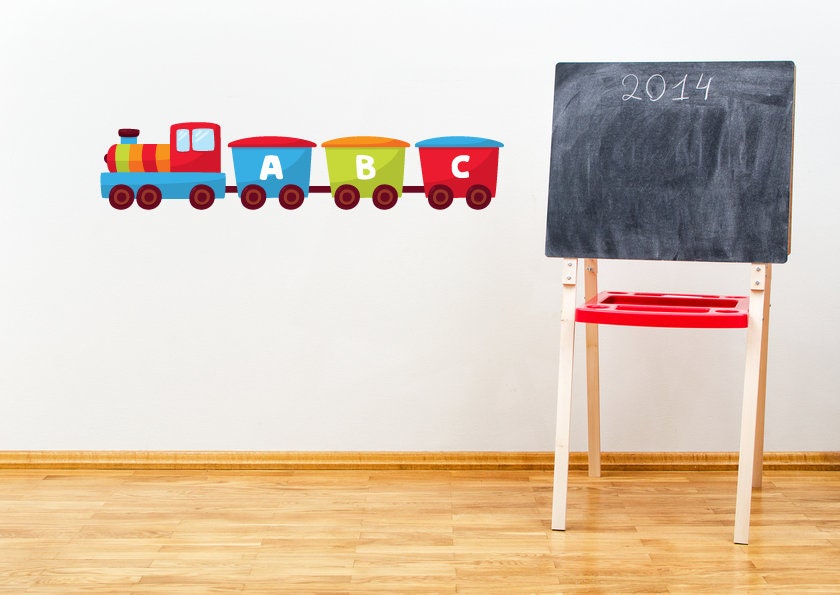 Train Wall Decals, Train Wall Stickers, Childrens Bedroom Wall Stickers, Train Set, Kids Wall Art, Childrens Wall Art, Nursery Wall Art, 45