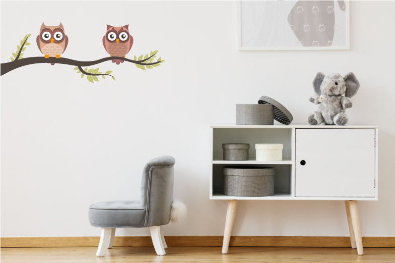 Owl Wall Decal, Tree Wall Decals, Tree Wall Sticker, Tree Branch Decal, Owls In Tree, Children's Decals, Children's Stickers, Home Decor, 53