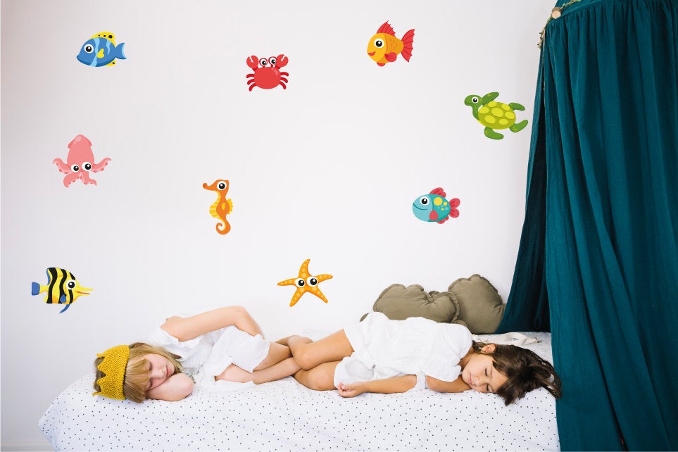 Fish Wall Decals, Octopus Decals, Starfish Decals, Sea Life Wall Decals, Children's Decals, Fish Wall Stickers, Nursery Decals, Fishes, 055