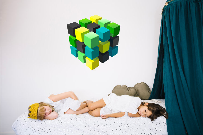 3D Wall Stickers, 3D Wall Decals, Cube, Abstract Decal, Abstract Sticker, Abstract Art, Childrens Decals, Kids Wall Stickers, Nursery, 065