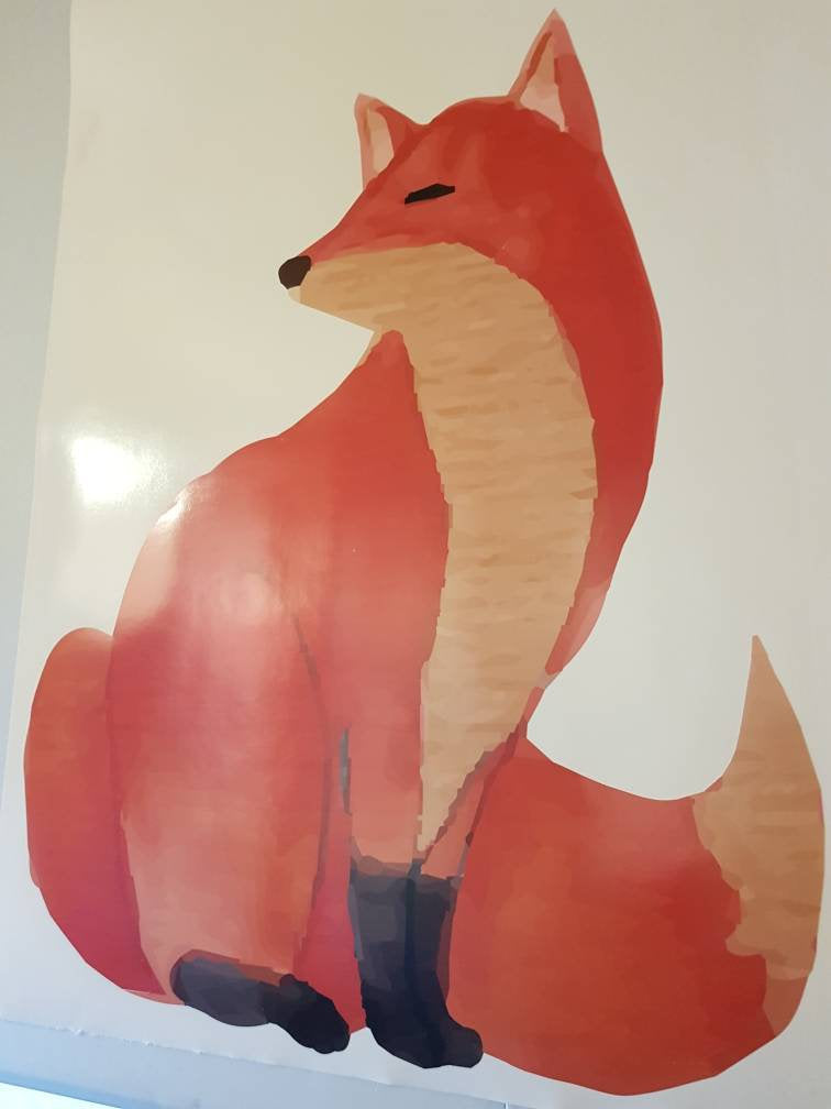 Fox Wall Decal, Fox Wall Decal, Watercolour Decal, Watercolour Art, Watercolour Sticker, Fox Stickers, Painted, Animal Wall Art, Decals, 07