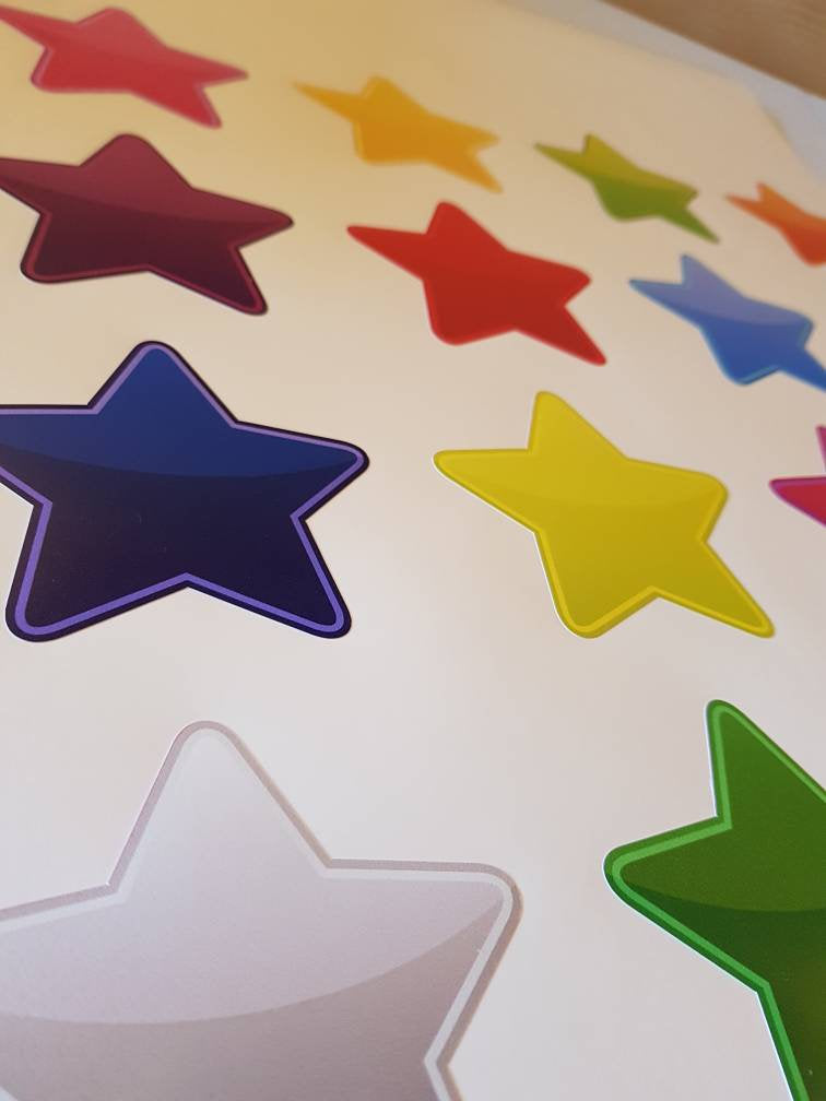 Star Wall Decals, Space Wall Decals, Star Stickers, Star Wall Sticker, Colourful Wall Art, Peel And Stick, Kids Room Decor, Kids Stickers,41