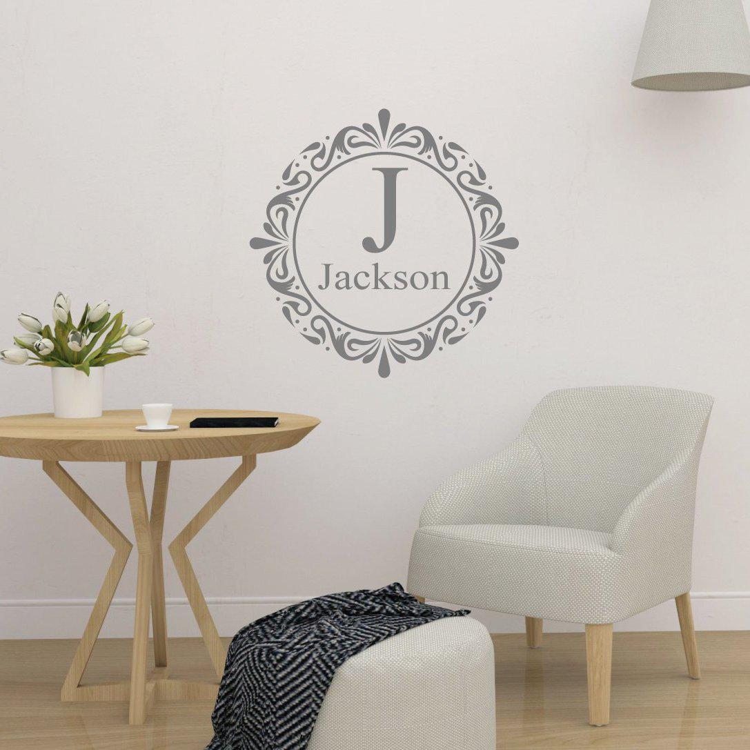 Family Initial & Surname Decorative Personalised Wall Sticker