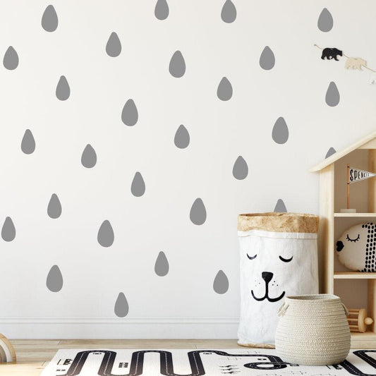 Raindrop Wall Stickers Hand Drawn 42 Pack