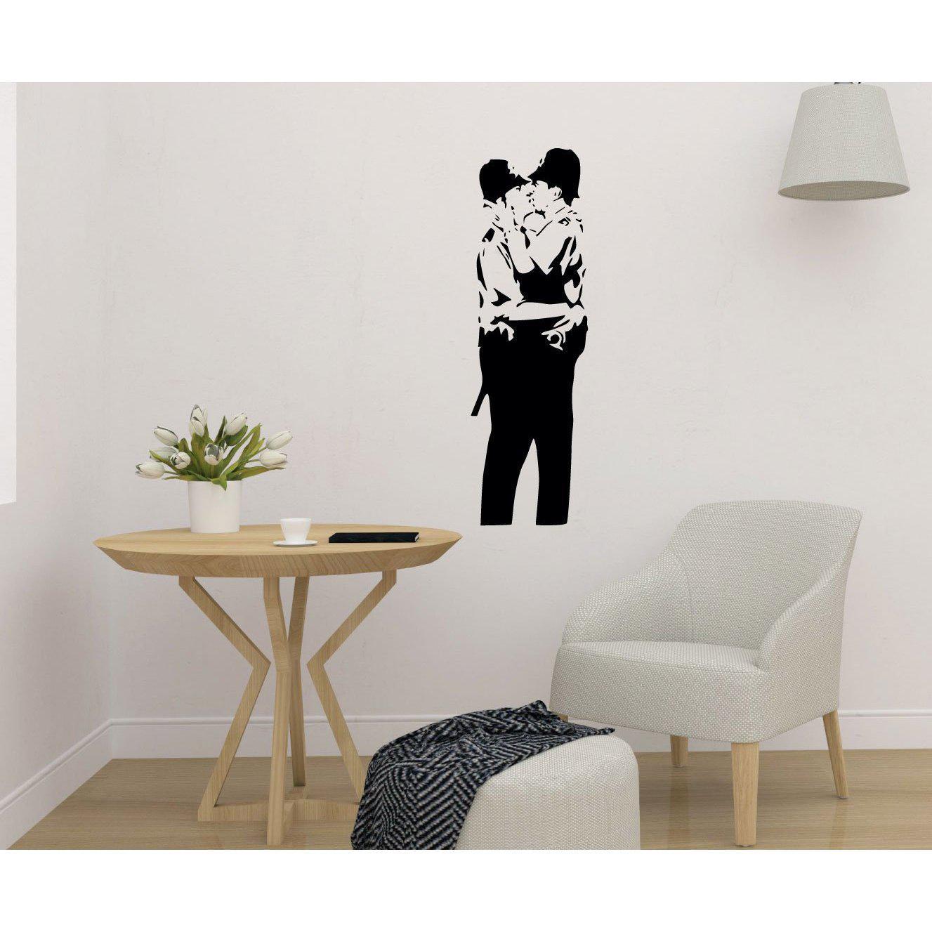 Banksy Wall sticker Kissing Policemen