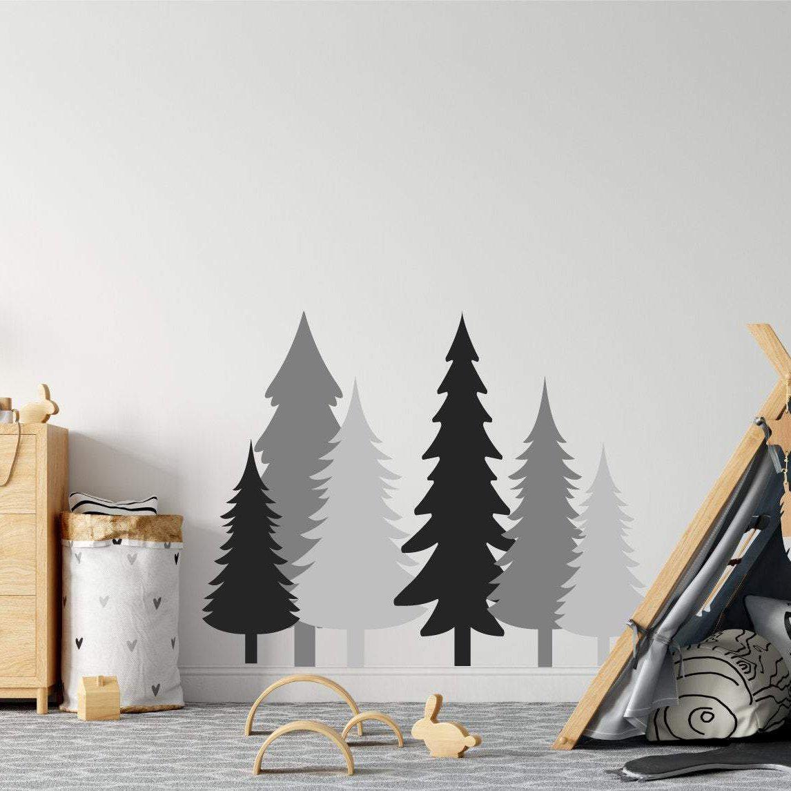 Multicolour Pine Tree Set Of 6 Wall Stickers