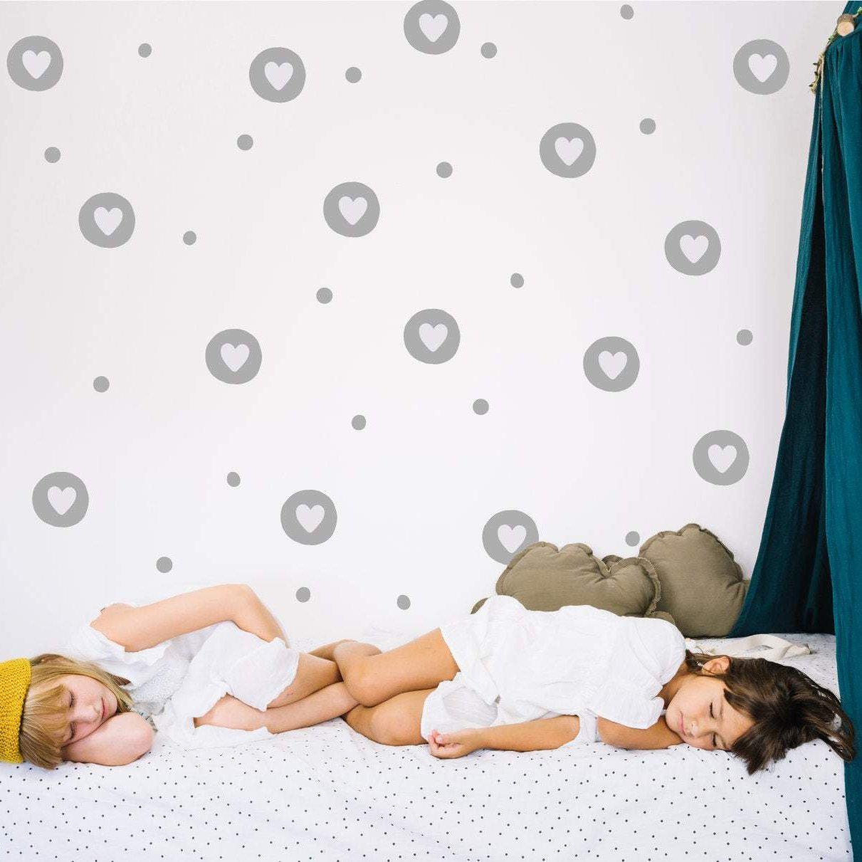 Irregular Circles With Hearts & Polka Dots Wall Stickers