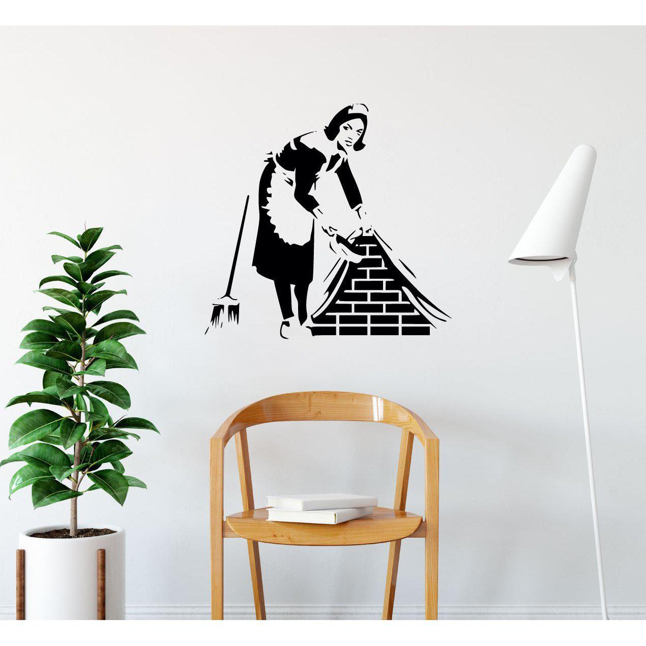 Cleaning Lady Brickwork Banksy Wall Sticker