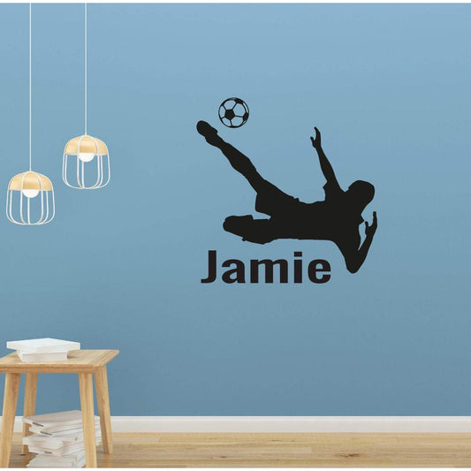 Boys Personalised Name Wall Sticker Football Kick