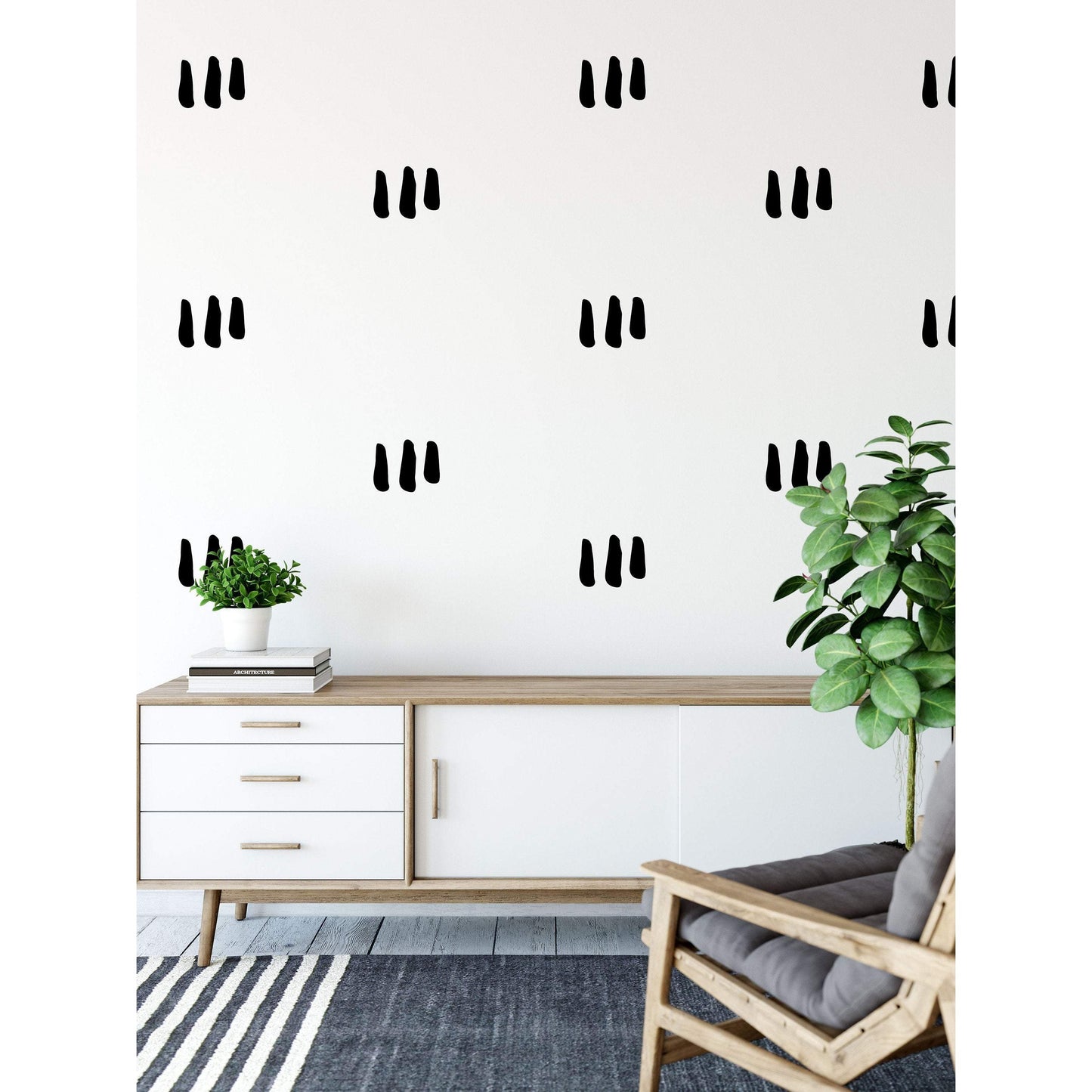 28 Triple Hand Drawn Line Wall Sticker Shapes