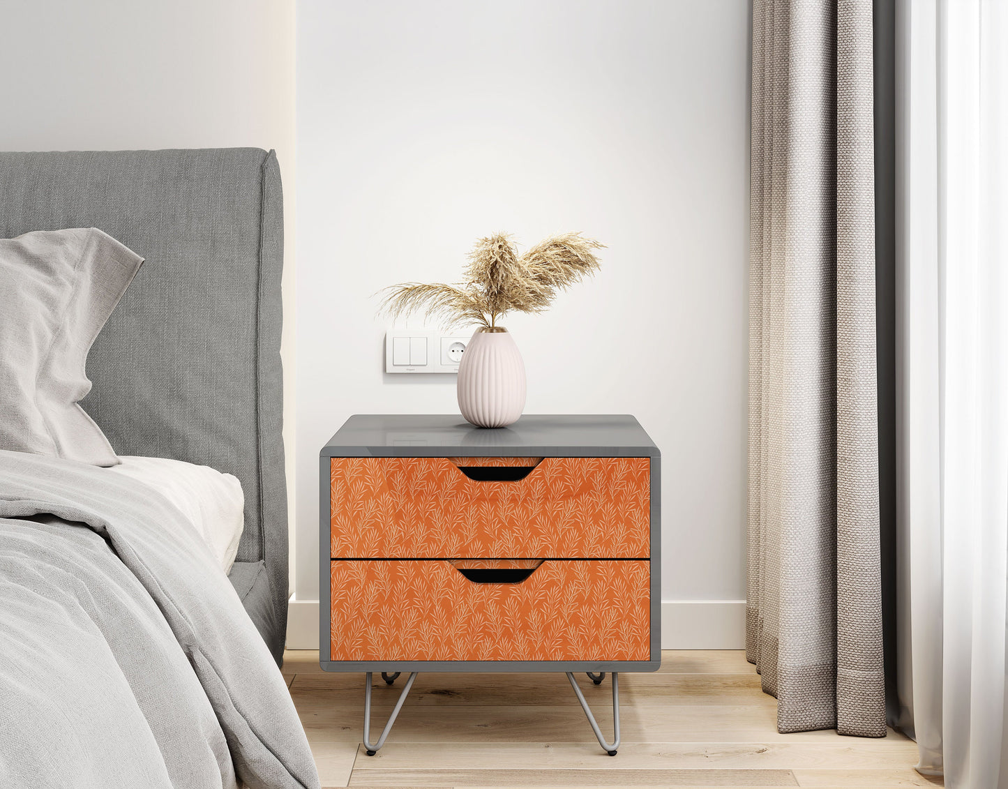 Orange Floral Vinyl Wrap Print