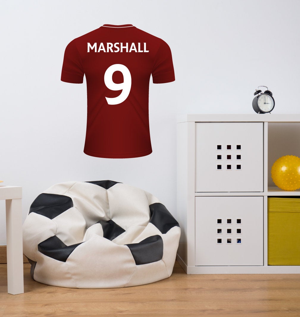 Personalised Red/White Football Shirt Wall Sticker
