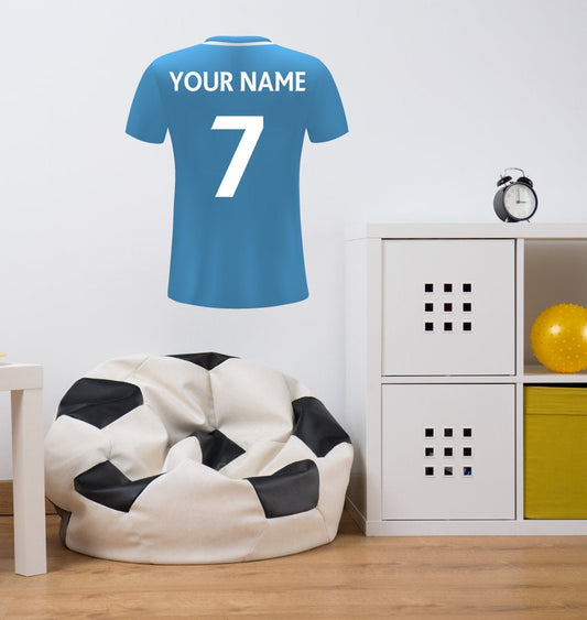 Personalised Light Blue Football Shirt Wall Sticker