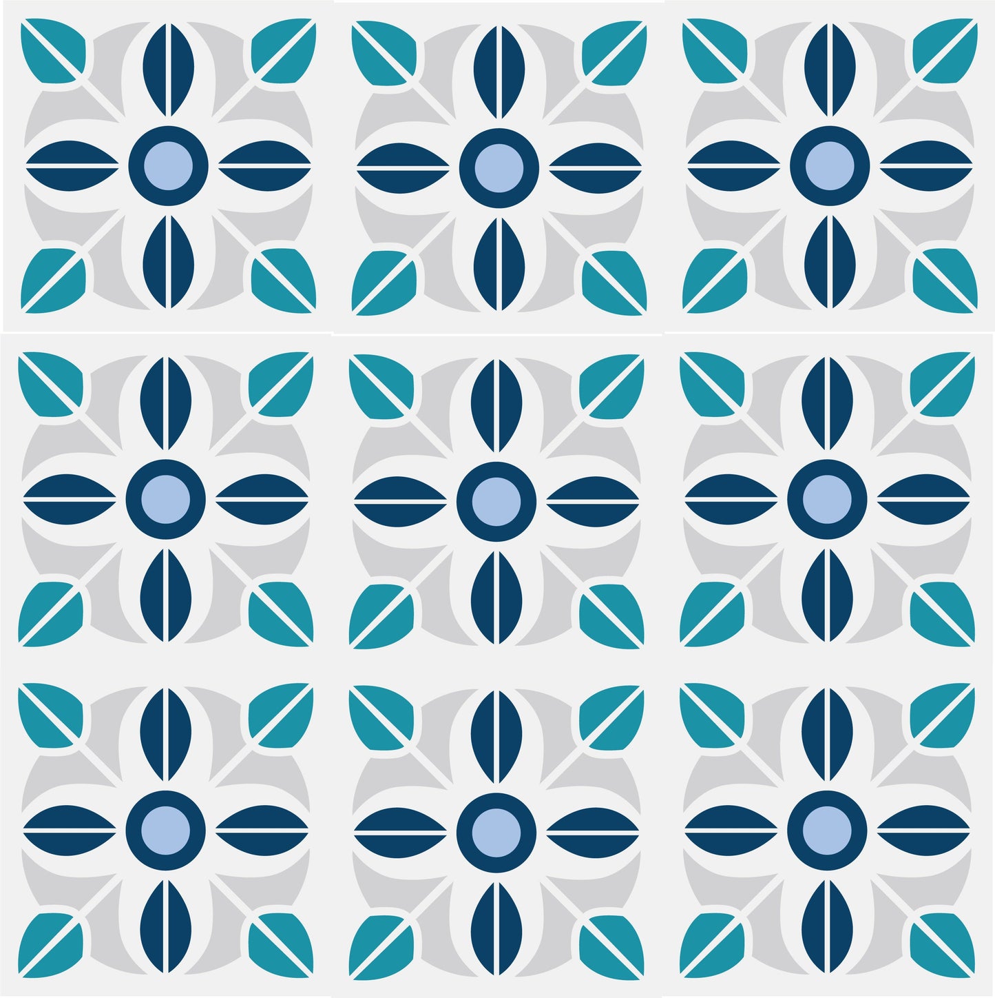 Blue & Grey Pattern Tile Stickers Pack
