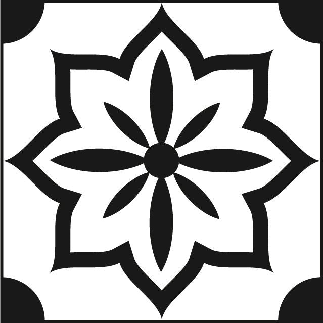 Black & White Flowers Tile Stickers