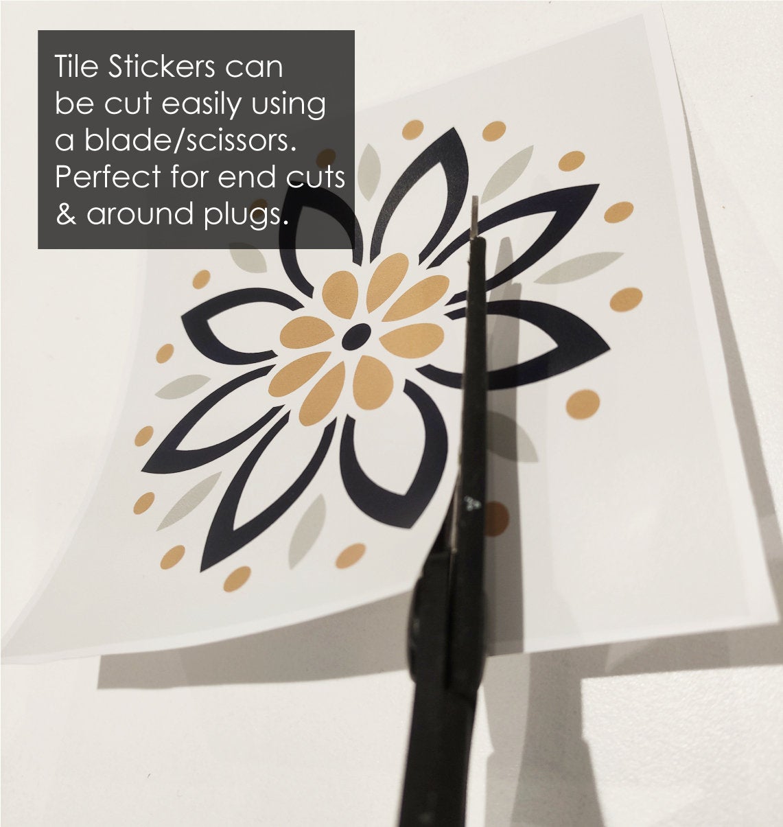 Black & White Flowers Tile Stickers