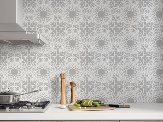 Grey Madala Pattern Tile Stickers