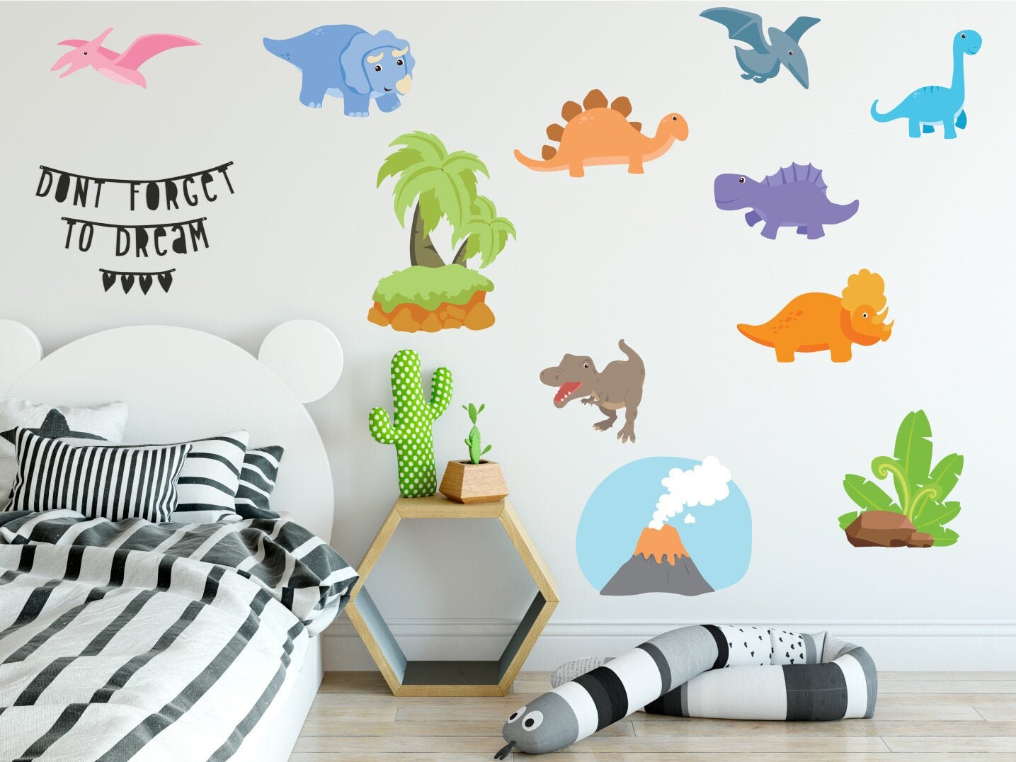 Volcano & Dinosaur Wall Stickers Set