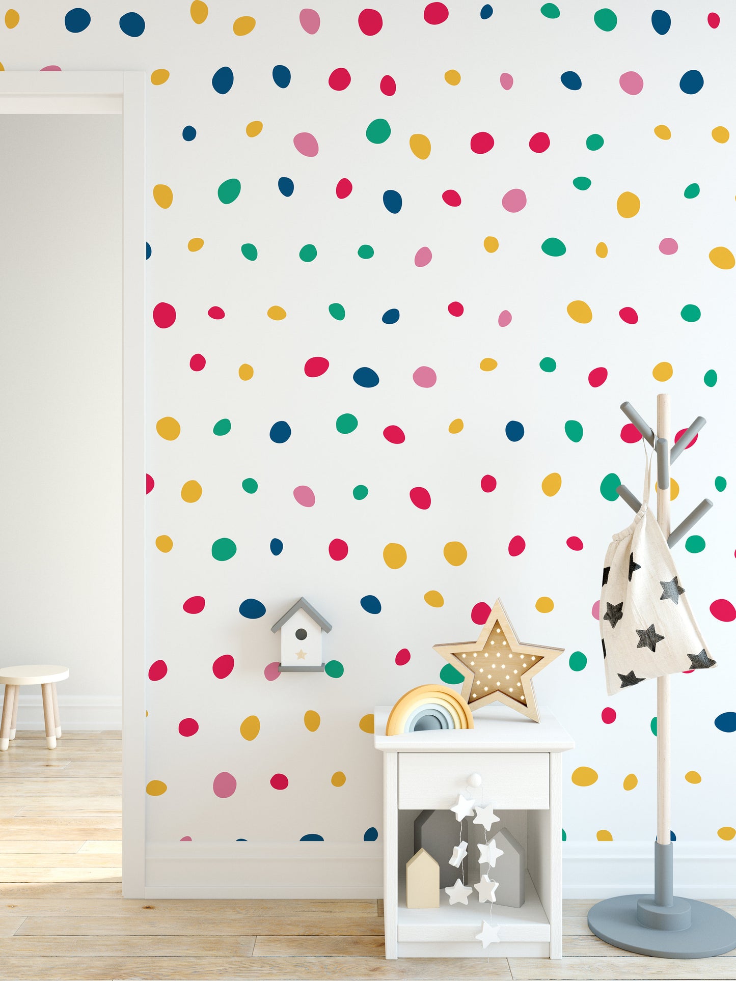 Multi Colour Irregular Polka Dot Wall Stickers 156 Pack