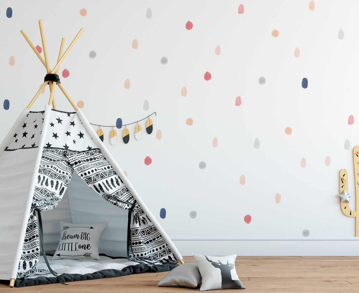 Watercolour Irregular Polka Dots Nursery Wall Stickers