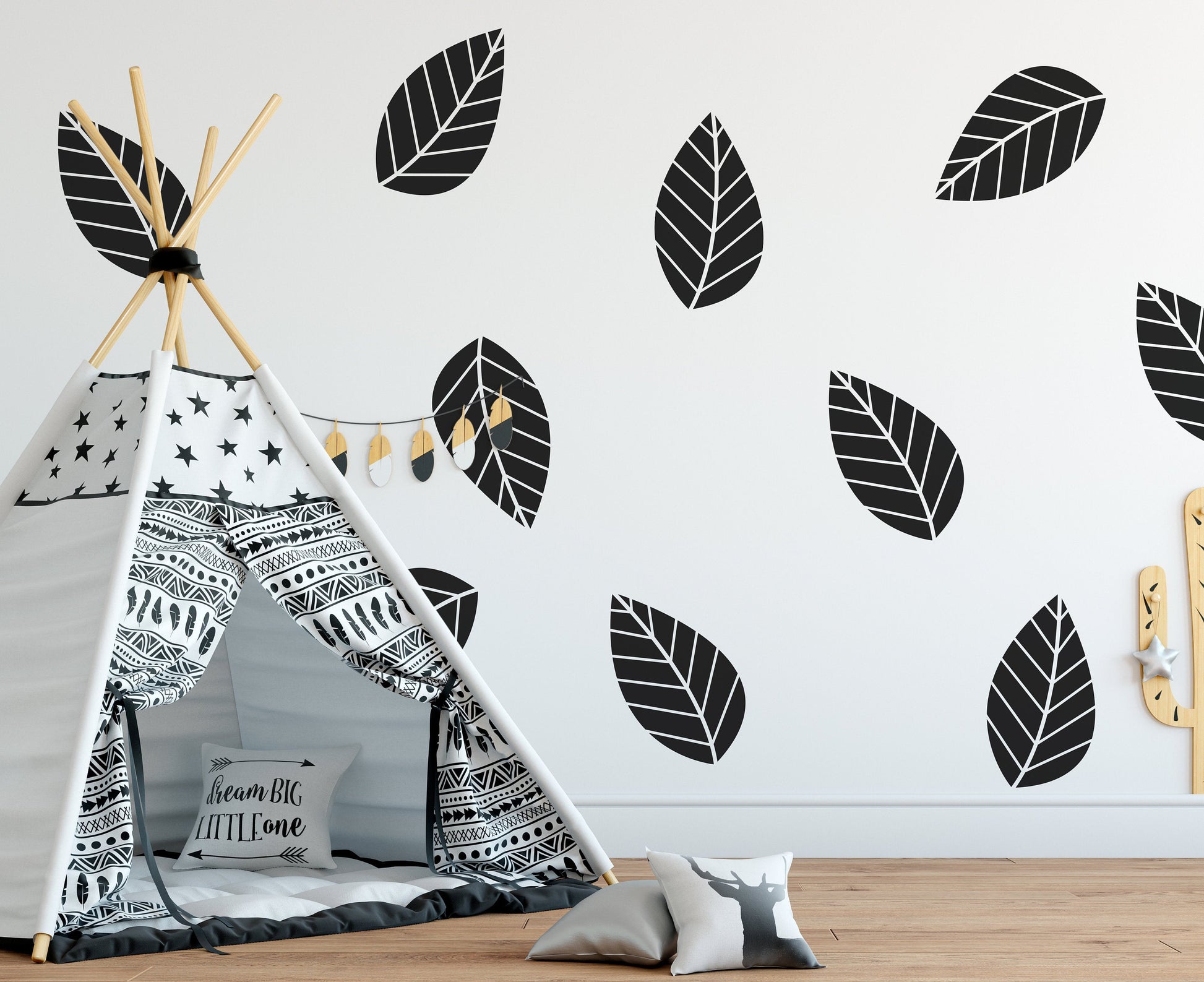 Large Botanical Leaves Wall Stickers (9 Pack)
