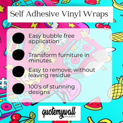 Self Adhesive Furniture Stickers Retro Colourful Circle Vinyl Wrap