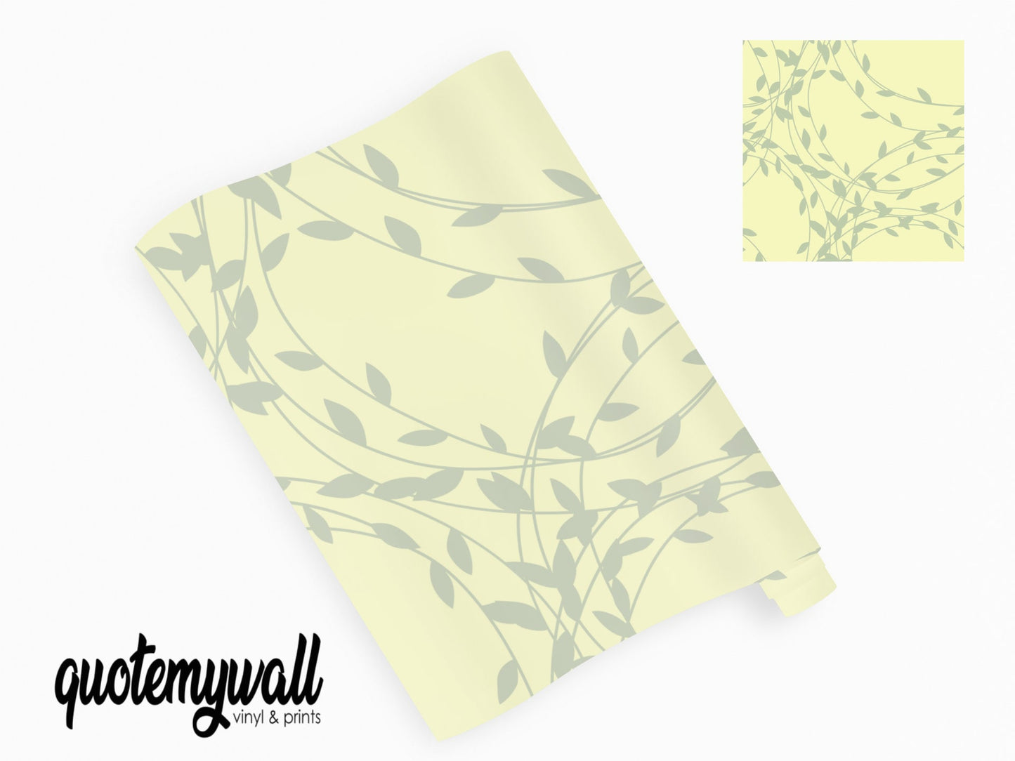 Pale Green Vines Floral Vinyl Wrap