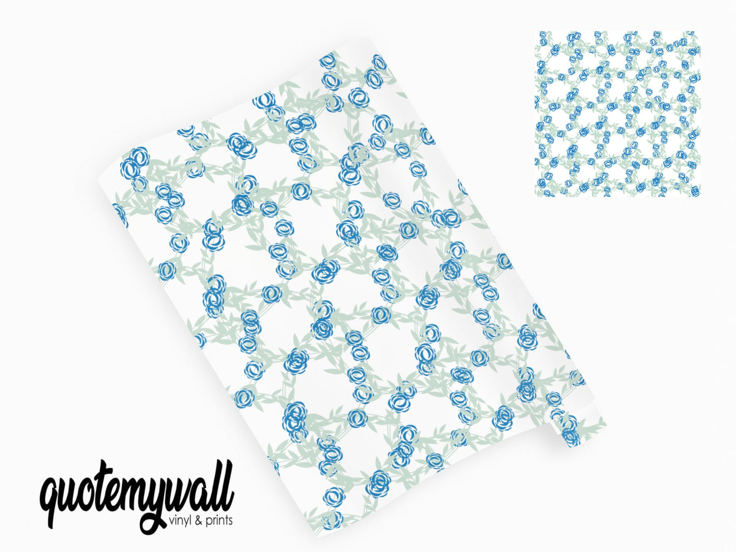 Blue & Green Leaf Floral Vinyl Wrap