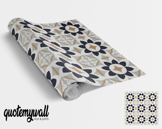 Black & Beige Tile Wrap Adhesive Sticker