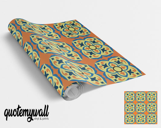 Orange Background Vintage Tile Wrap