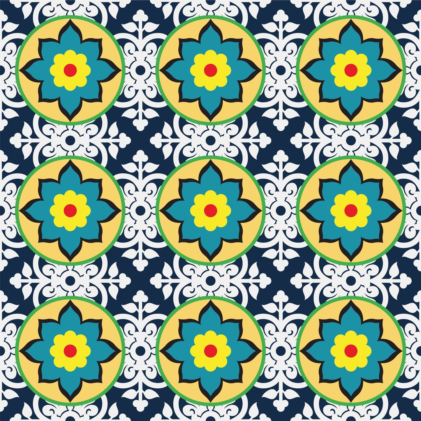 Floral Vintage Furniture Tile Wrap Sticker