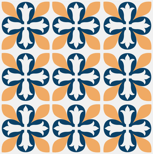 Yellow & Blue Bold Pattern Vintage Tile Wrap