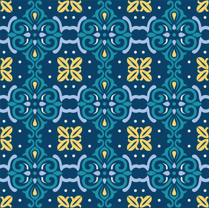 Yellow & Blue Pattern Vintage Tile Wrap