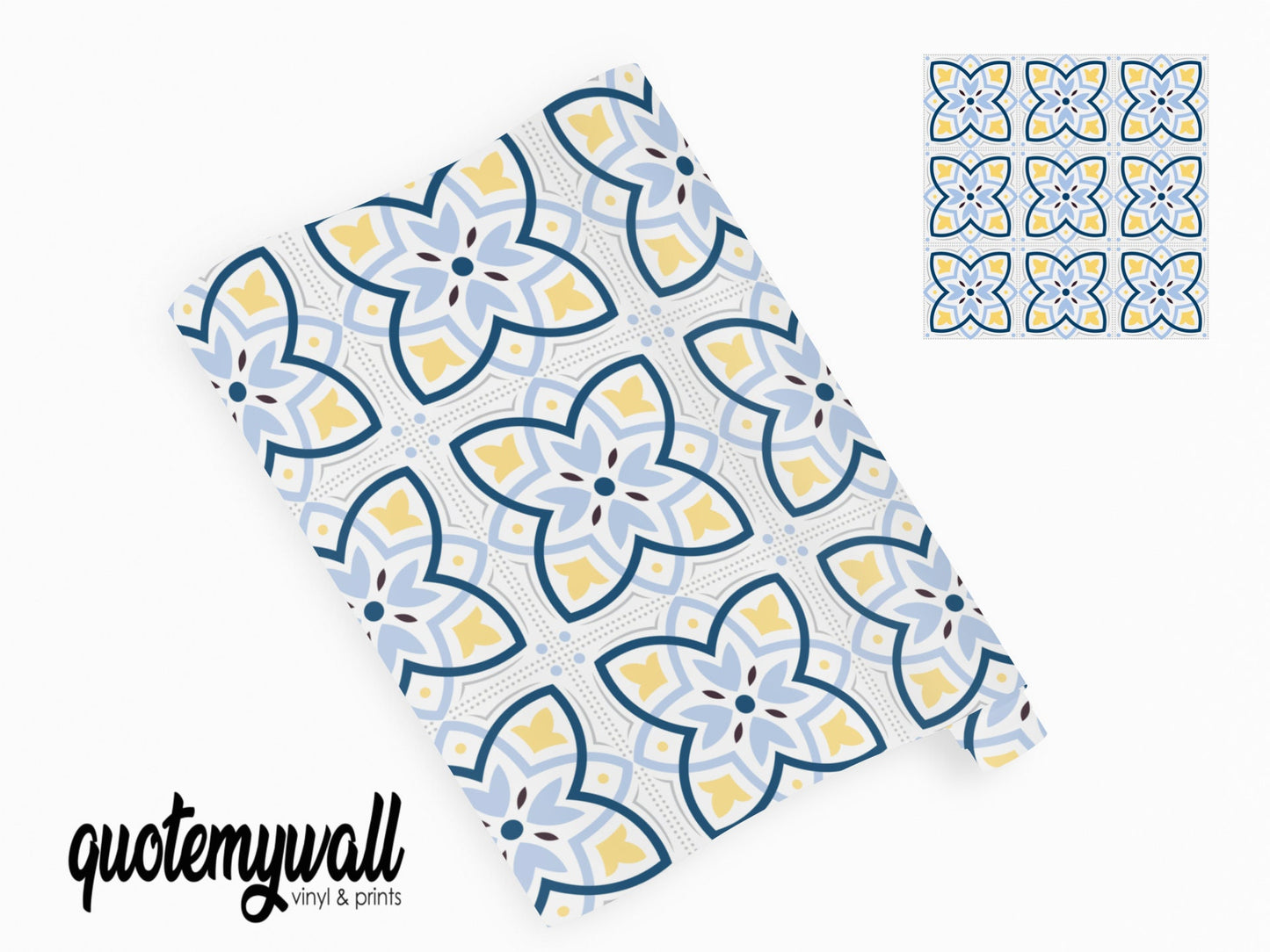 Blue & Yellow Abstract Vintage Tile Wrap