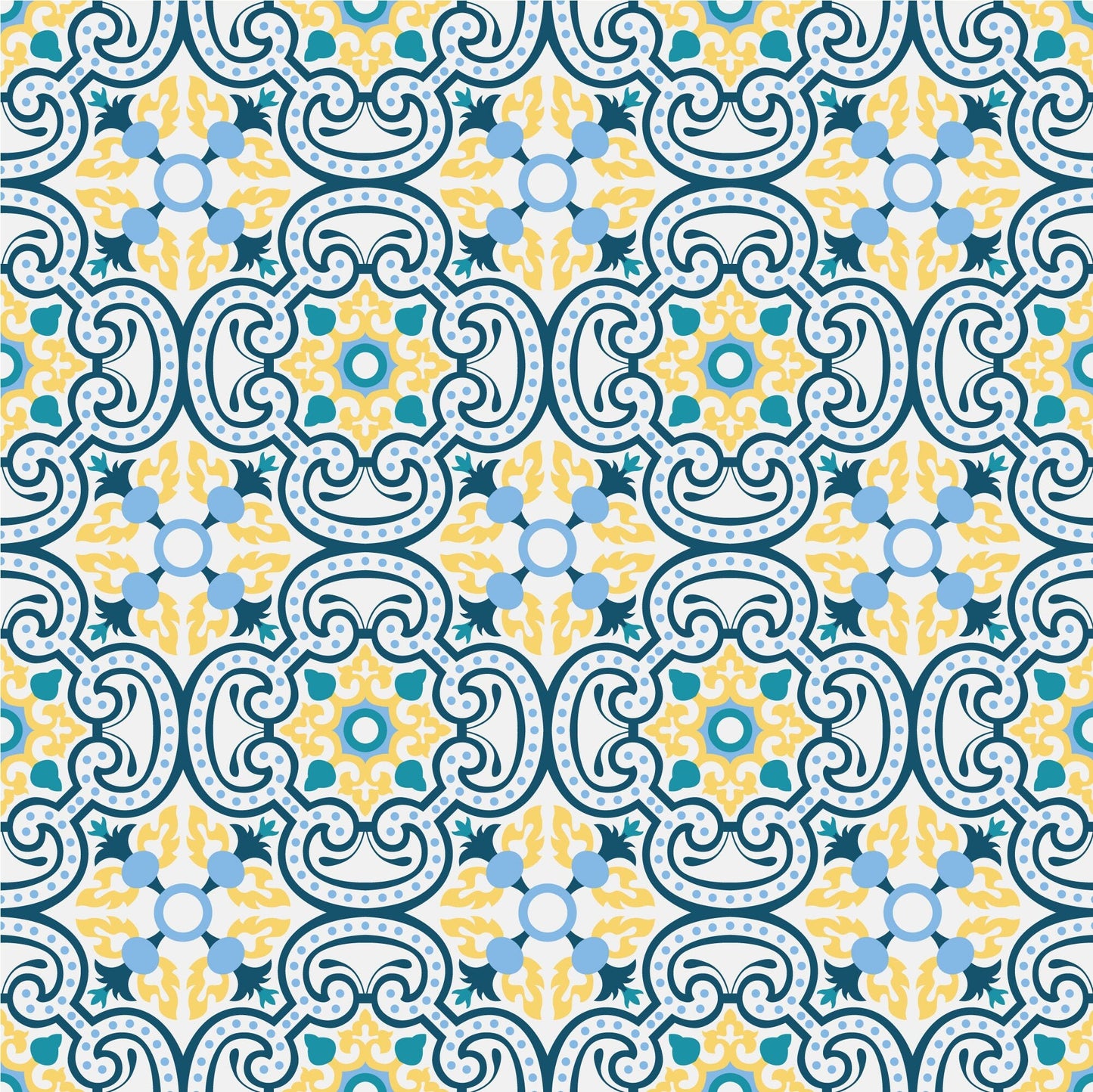 Yellow & blue Vintage Tile Wrap Sticker